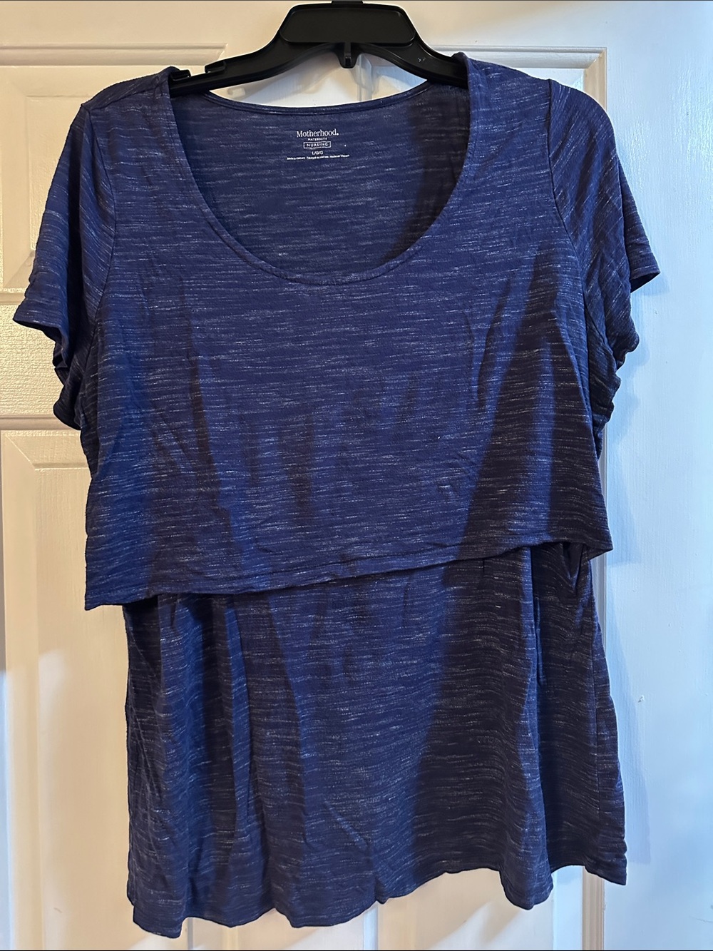 Motherhood Maternity Heathered Navy Short Sleeve Nursing Layered Top